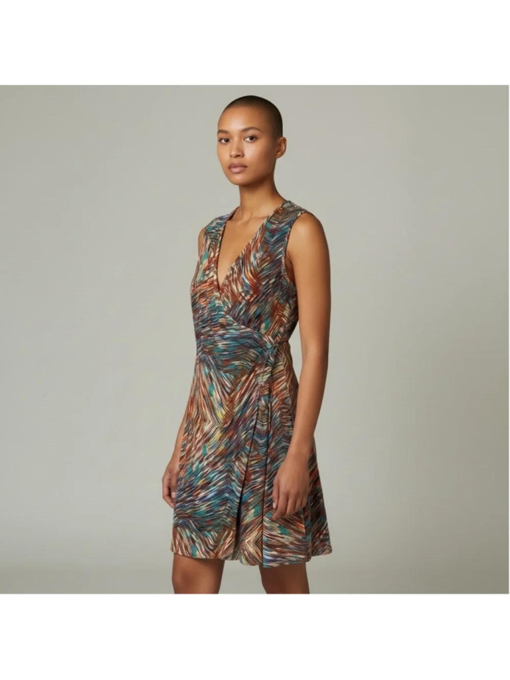 Shoreline Brown and Orange Ruched Mini Sundress S/M - CO China